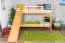 Stockbett mit Rutsche 80 x 200 cm, Buche Massivholz Natur lackiert, umbaubar in zwei Einzelbetten, "Easy Premium Line" K26/n