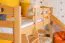 Hochbett mit Rutsche 80 x 190 cm, Buche Massivholz Natur lackiert, teilbar in zwei Einzelbetten, "Easy Premium Line" K27/n