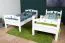 Weißes Etagenbett / Kinderbett / Stockbett mit Rutsche, 80 x 190 cm, Buche Massivholz Weiß lackiert, teilbar in zwei Einzelbetten, "Easy Premium Line" K27/n