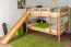 Großes Stockbett mit Rutsche 120 x 200 cm, Buche Massivholz Natur lackiert, teilbar in zwei Einzelbetten, "Easy Premium Line" K32/n