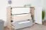 Jugendzimmer - Kommode Greeley 08, Farbe: Buche / Weiß / Platingrau - Abmessungen: 93 x 138 x 40 cm (H x B x T), mit 1 Tür, 3 Schubladen und 2 Fächern