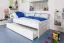 Bettrahmen für Kinder / Ausziehbett / Kinderbett 90 x 200 cm | Massivholz: Buche | Weiß Lackiert | inkl. 2. Liegeplatz 90 x 190 cm ausziehbar und 2 Rollrost | besonders hohe Qualität Abbildung