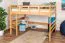 Hochbett 140 x 200 cm | Massivholz: Buche | Natur Lackiert | umbaubar in Einzelbett | Premium-Qualität | inkl. Rollrost Abbildung