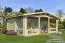 Holz-Gartenhaus 4,9 x 6,52 Meter (inkl. Dach) | 4 Fenster | 70 mm Blockbohlen |natur unbehandelt | Satteldach | inkl. Fußboden | aus nordischer Fichte Abbildung