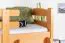 Massivholz Etagenbett inkl. Ausziehbett für Kinder und Jugendliche | Matratzenmaß: 90 x 200 cm | Natur Lackiert | umbaubar in 2 Einzelbetten | mit Rollbett | inkl. Rollroste Abbildung