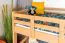 Massivholz Stockbett inkl. Rollbett/Ausziehbett für Kinder und Jugendliche | Matratzenmaß: 90 x 200 cm | Natur Lackiert | umbaubar in 2 Einzelbetten | mit Rollbett | inkl. Rollroste Abbildung