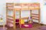 Hochbett 90 x 200 cm | umbaubar in Einzelbett | Massivholz: Buche | Natur Lackiert | inkl. Rollrost Abbildung