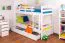 Massivholz Etagenbett inkl. Stauraum für Kinder und Jugendliche | inkl. 2 Schubladen | Matratzenmaß: 90 x 200 cm | Weiß Lackiert | umbaubar in 2 Einzelbetten | Premium-Qualität | inkl. Rollroste Abbildung
