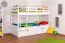 Massivholz Stockbett inkl. Rollbett/Ausziehbett/Stauraum für Kinder und Jugendliche | Matratzenmaß: 90 x 200 cm | Weiß Lackiert | umbaubar in 2 Einzelbetten | mit Rollbett | inkl. Rollroste Abbildung