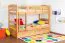 Massivholz Stockbett inkl. Rollbett/Ausziehbett/Stauraum für Kinder und Jugendliche | Matratzenmaß: 90 x 200 cm | Natur Lackiert | umbaubar in 2 Einzelbetten | mit Rollbett | inkl. Rollroste Abbildung