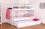 Massivholz Stockbett inkl. Rollbett/Ausziehbett/Stauraum für Kinder und Jugendliche | Matratzenmaß: 90 x 200 cm | Weiß Lackiert | umbaubar in 2 Einzelbetten | mit Rollbett | inkl. Rollroste Abbildung