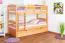 Massivholz Etagenbett inkl. Rollbett/Ausziehbett für Kinder und Jugendliche | Matratzenmaß: 90 x 200 cm | Natur Lackiert | umbaubar in 2 Einzelbetten | mit Rollbett | inkl. Rollroste Abbildung