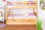 Massivholz Etagenbett inkl. Rollbett/Ausziehbett für Kinder und Jugendliche | Matratzenmaß: 90 x 200 cm | Natur Lackiert | umbaubar in 2 Einzelbetten | mit Rollbett | inkl. Rollroste Abbildung