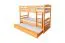 Massivholz Stockbett inkl. Rollbett/Ausziehbett für Kinder und Jugendliche | Matratzenmaß: 90 x 200 cm | Natur Lackiert | umbaubar in 2 Einzelbetten | mit Rollbett | inkl. Rollroste Abbildung