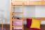 Hochbett 90 x 200 cm | umbaubar in Einzelbett | Massivholz: Buche | Natur Lackiert | inkl. Rollrost Abbildung