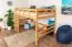 Hochbett 140 x 200 cm | Massivholz: Buche | Natur Lackiert | umbaubar in Einzelbett | Premium-Qualität | inkl. Rollrost Abbildung