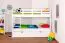 Massivholz Stockbett inkl. Rollbett/Ausziehbett/Stauraum für Kinder und Jugendliche | Matratzenmaß: 90 x 200 cm | Weiß Lackiert | umbaubar in 2 Einzelbetten | mit Rollbett | inkl. Rollroste Abbildung