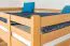 Hochbett 140 x 200 cm | Massivholz: Buche | Natur Lackiert | umbaubar in Einzelbett | Premium-Qualität | inkl. Rollrost Abbildung