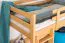Jugendhochbett 90 x 190 cm | Massivholz: Buche | Natur Lackiert | umbaubar in Einzelbett | Premium-Qualität | inkl. Rollrost Abbildung