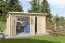 Holz-Gartenhaus 3,91 x 3,8 Meter (inkl. Dach) | Naturbelassen | Pultdach | 28 mm Blockbohlen-Haus Abbildung