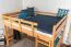 Jugendzimmer-Hochbett 160 x 200 cm | Massivholz: Buche | Natur Lackiert | umbaubar in Einzelbett | Premium-Qualität | inkl. Rollrost Abbildung