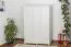 Kleiderschrank | 3 Drehtüren | 2 Schubladen | 5 Fächer | mit Kleiderstange | 135 cm breit | Massivholz | Farbe: Weiß Abbildung