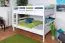 Stockbett für Kinder 140 x 200 cm | Massivholz: Buche | Weiß Lackiert | umbaubar in 2 Einzelbetten | inkl. Rollroste Abbildung