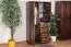 Kleiderschrank | 1 Drehtür | 4 Schubladen | mit Kleiderstange | 90 cm breit | Massivholz Kiefer | Farbe: Nuss Abbildung