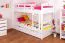 90 x 200 cm Etagenbett mit Stauraum / 2 Schubladen für Kinder Massivholz: Buche | Weiß Lackiert | umbaubar in 2 Einzelbetten | Premium-Qualität | inkl. Rollroste Abbildung