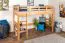 Hochbett für Kinder 90 x 190 cm | Massivholz: Buche | Natur Lackiert | umbaubar in Einzelbett | Premium-Qualität | inkl. Rollrost Abbildung