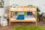 Doppelbett-Etagenbett für bis zu 4 Personen160 x 200 cm | Massivholz: Buche | Natur Lackiert | umbaubar in zwei Einzelbetten | Premium-Qualität | inkl. Rollroste Abbildung