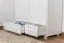 Kleiderschrank | 3 Drehtüren | 2 Schubladen | 4 Fächer | mit Kleiderstange | 133 cm breit | Massivholz | Farbe: Weiß Abbildung