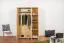 Kleiderschrank | 3 Drehtüren | 5 Fächer | mit Kleiderstange | 135 cm breit | Massivholz | Farbe: Natur Abbildung