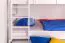 Stockbett + Bettkasten für Jugendliche 90 x 200 cm | Massivholz: Buche | Weiß Lackiert | umbaubar in 2 Einzelbetten | inkl. Bettkasten | inkl. Rollroste Abbildung