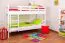 Etagenbett für Kinder 90 x 200 cm | Massivholz: Buche | Weiß Lackiert | umbaubar in 2 Einzelbetten | inkl. Rollroste Abbildung
