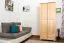 Schmaler Kleiderschrank | 2 Drehtüren | 2 Schubladen | 1 Fach | mit Kleiderstange | 80 cm breit | Massivholz | Farbe: Natur Abbildung