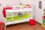 Etagenbett für Kinder 90 x 200 cm | Massivholz: Buche | Weiß Lackiert | umbaubar in 2 Einzelbetten | inkl. Rollroste Abbildung
