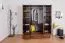 162 cm breiter Kleiderschrank mit 4 Türen, 8 Fächern und 3 Schubladen aus Massiv-Holz | Farbe: Walnussfarben | Tiefe: 60 cm Abbildung