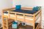 Hochbett für Kinder 140 x 200 cm | Massivholz: Buche | Natur Lackiert | umbaubar in Einzelbett | Premium-Qualität | inkl. Rollrost Abbildung