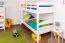 Etagenbett für Kinder 90 x 200 cm | Massivholz: Buche | Weiß Lackiert | umbaubar in 2 Einzelbetten | inkl. Rollroste Abbildung