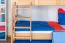 Stockbett + Bettkasten für Jugendliche 90 x 200 cm | Massivholz: Buche | Natur Lackiert | inkl. Bettkasten | umbaubar in 2 Einzelbetten | inkl. Rollroste Abbildung