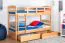 90 x 200 cm Etagenbett mit Stauraum / 2 Schubladen für Kinder Massivholz: Buche | Natur Lackiert | umbaubar in 2 Einzelbetten | Premium-Qualität | inkl. Rollroste Abbildung