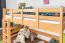Hochbett für Kinder 120 x 190 cm | Massivholz: Buche | Natur Lackiert | umbaubar in Einzelbett | Premium-Qualität | inkl. Rollrost Abbildung