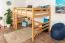 Hochbett für Kinder 140 x 200 cm | Massivholz: Buche | Natur Lackiert | umbaubar in Einzelbett | Premium-Qualität | inkl. Rollrost Abbildung