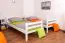 Etagenbett für Kinder 90 x 190 cm | Massivholz: Buche | Weiß Lackiert | umbaubar in 2 Einzelbetten | inkl. Rollroste Abbildung