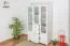 Kleiderschrank | 5 Drehtüren | 4 Schubladen | 12 Fächer | 121 cm breit | Massivholz | Farbe: Weiß Abbildung