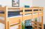 Hochbett für Kinder 90 x 190 cm | Massivholz: Buche | Natur Lackiert | umbaubar in Einzelbett | Premium-Qualität | inkl. Rollrost Abbildung