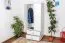 Kleiderschrank | 2 Drehtüren | 2 Schubladen | 1 Fach | mit Kleiderstange | 80 cm breit | Massivholz | Farbe: Weiß Abbildung