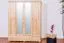 162 cm breiter Kleiderschrank mit 4 Türen, 8 Fächern und 3 Schubladen aus Massiv-Holz | Farbe: Natur | Tiefe: 60 cm Abbildung