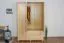 Kleiderschrank | 3 Drehtüren | 2 Schubladen | 5 Fächer | mit Kleiderstange | 135 cm breit | Massivholz | Farbe: Natur Abbildung